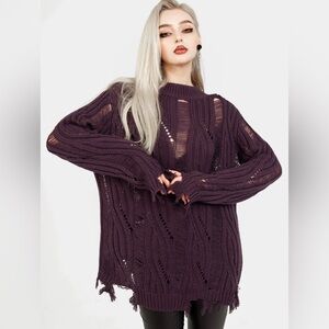 Disturbia Dayglo Relaxed Knit Sweater In Lavender Mist